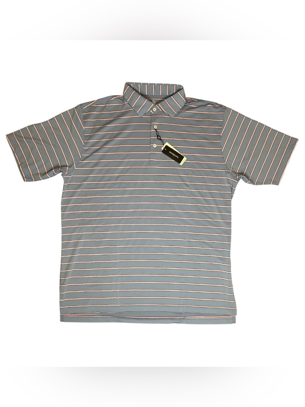 Turtleson Tour Performance Polo Men’s XL Light Blue Pink Stripe Golf Shirt NWT